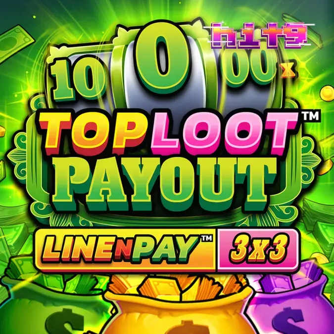 Tampilan antarmuka slot TopLoot Payout LineNPay dengan desain grid 3x3 yang cerah